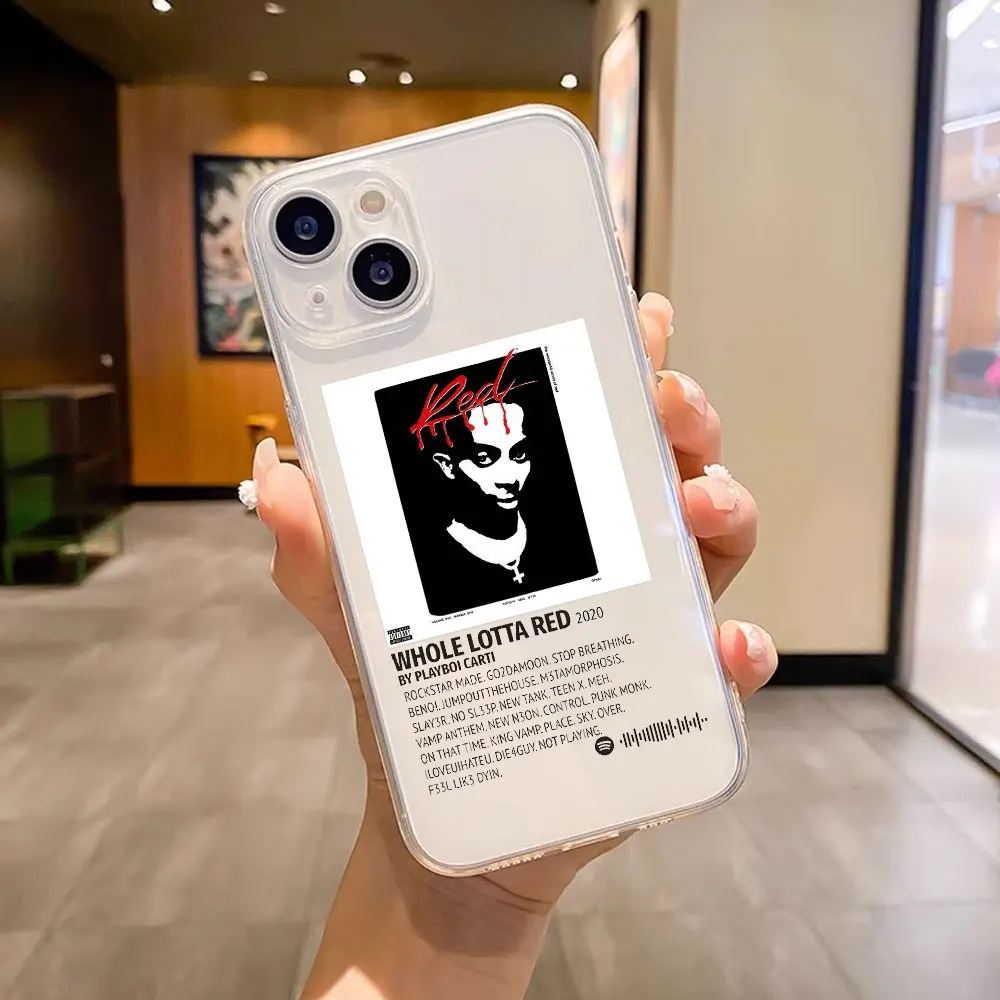 thumbnail image 1 of Playboi Carti rapero funda de teléfono transparente para IPhone 11 12 14 15 Pro Max XS MAX XR X 13 Mini 7 8 Plus funda de silicona suave, 1 of 5