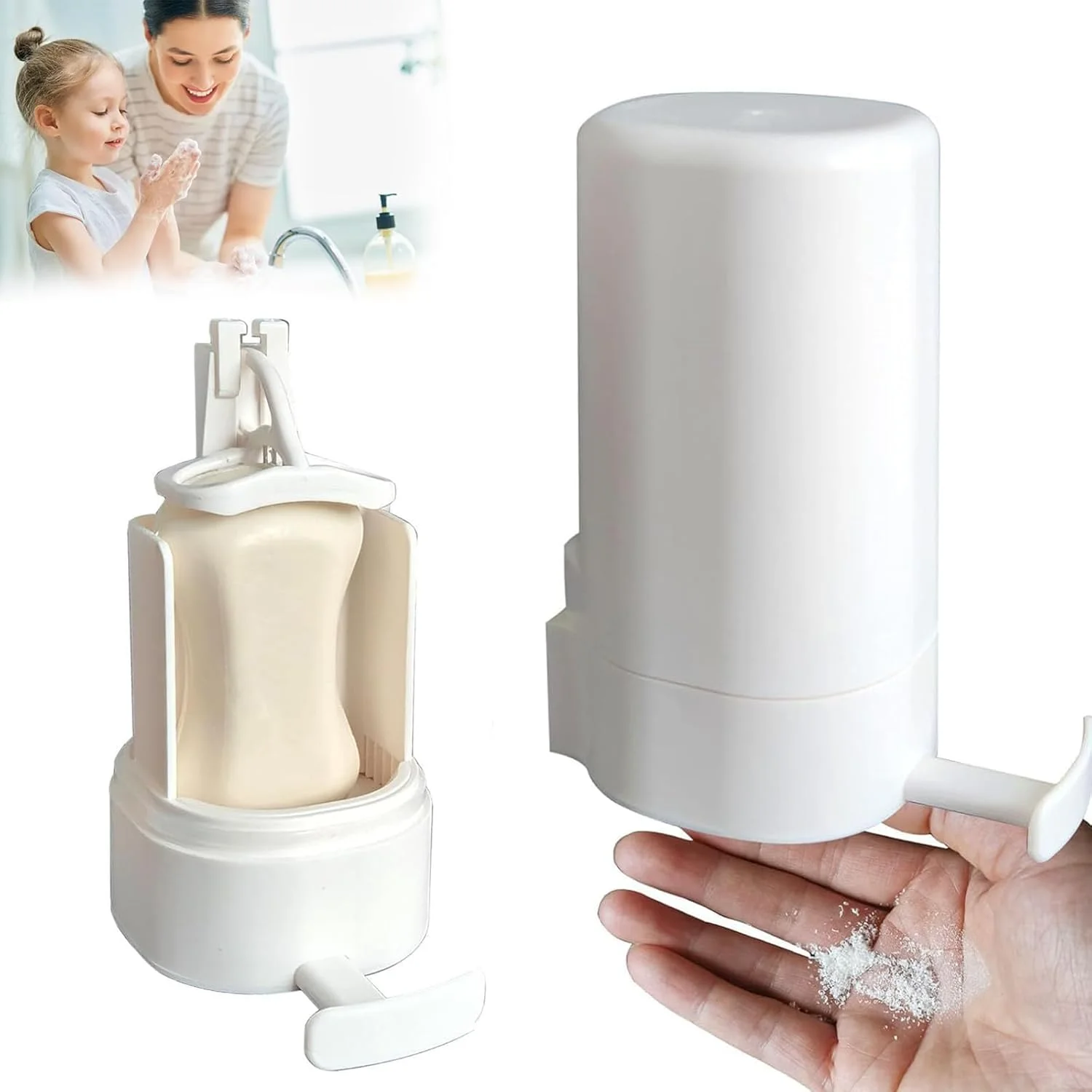 Wall-Mounted Soap Grinder for Bar Soap, No-Drill Soap Dispenser, Adjustable Bar Shredder for Bathroom, Kitchen, Travel