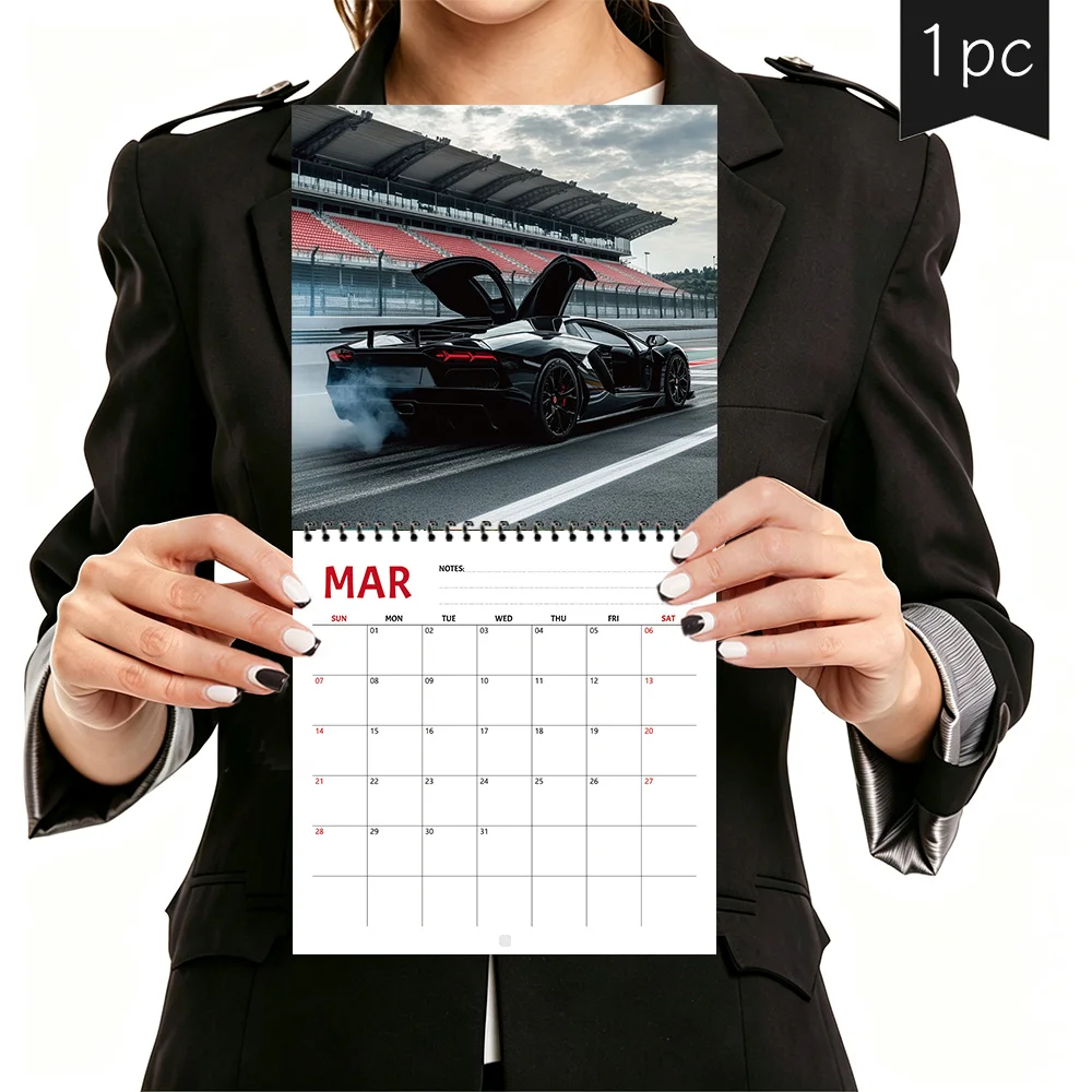 Calendario da parete 2027, agenda mensile a 12 mesi con paesaggi di supercar, regalo perfetto per compleanni, Natale, Capodanno - immagine 6