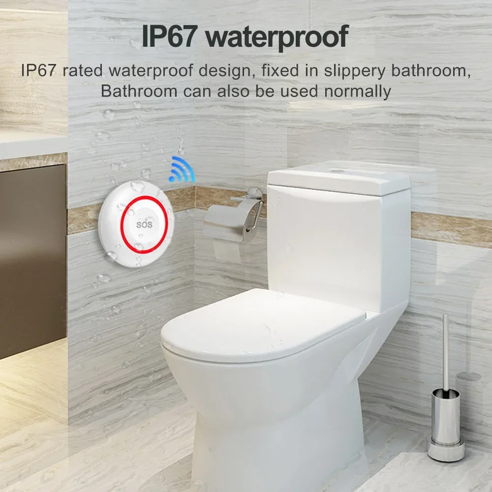 433MHZ Tuya WiFi SOS Emergency Button Alarm Rechargeable Wireless Smart Alert System Button For Elderly Handicapped Caregiver