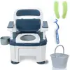 1Pc Bedside Commode with Handles Portable Toilet Chair Seat Height Adjustable Portable Adult Potty Toilet Load 882lb for Seniors 5