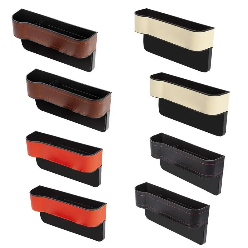 

2pcs Car Seat Storage Boxes Multifunctional Auto Nonslip PU Leather Vehicle Seat Crevice Slit Pockets Storage Case for Automobil