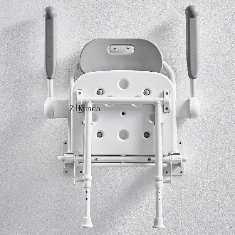 *The elderly bathroom folding stool folding chair with legs with armrests non-slip shower stool wall hanging 3