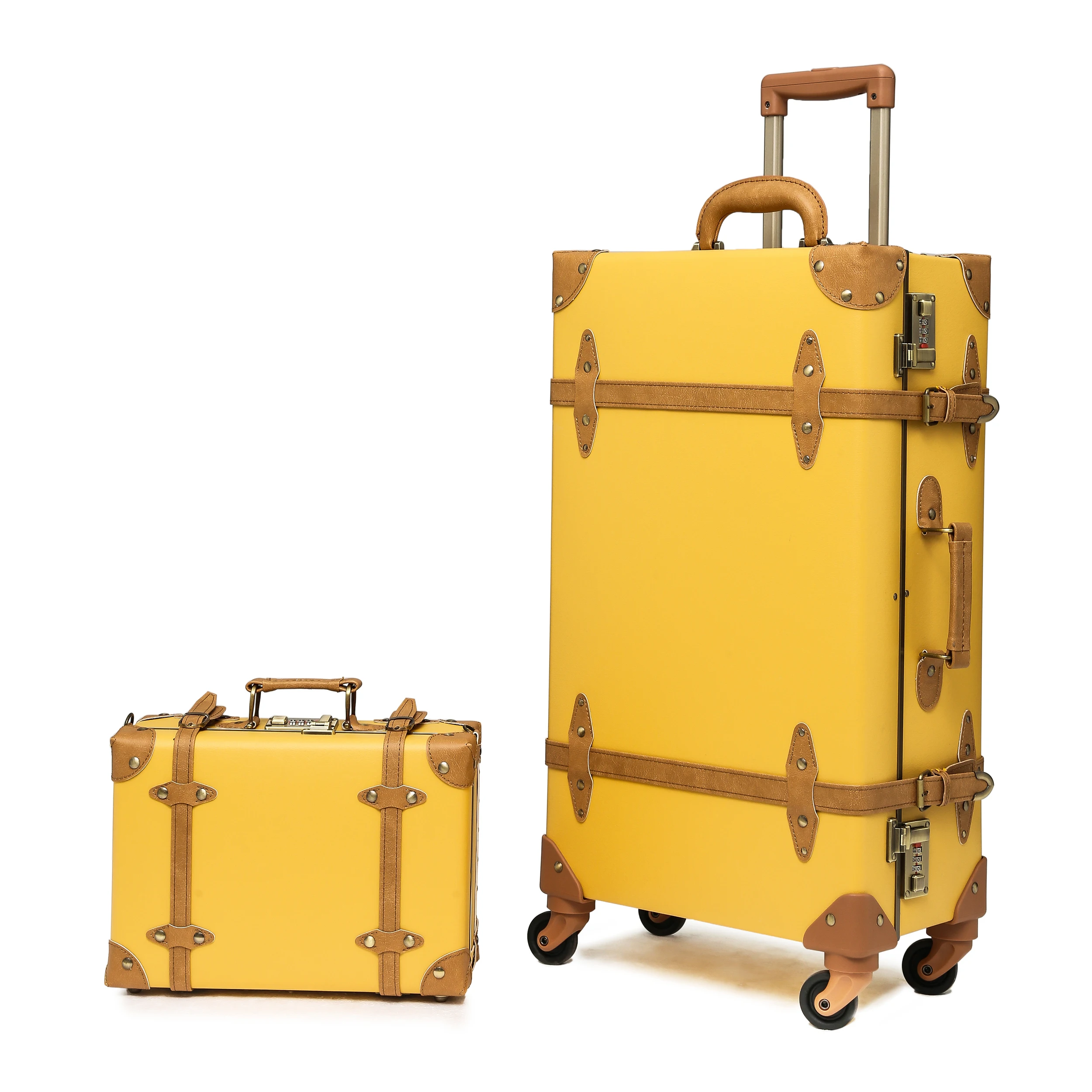 Urecity-Ensemble de bagages vintage 2 pièces, coffre rigide léger