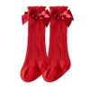 Spring Summer Baby Socks Big Bow Red Children's Knee High Newbron  Mother Kids Floor Cotton Socks Baby Accessories Girls Clothes 5