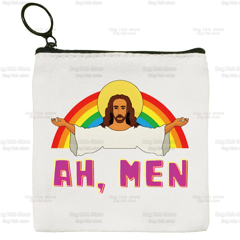 Jesus Funny LGBT Coin Pocket Vintage Male Lesbians Gay Bisexuals Purse Boy And Girl Wallet Rainbow Pride Card Holders