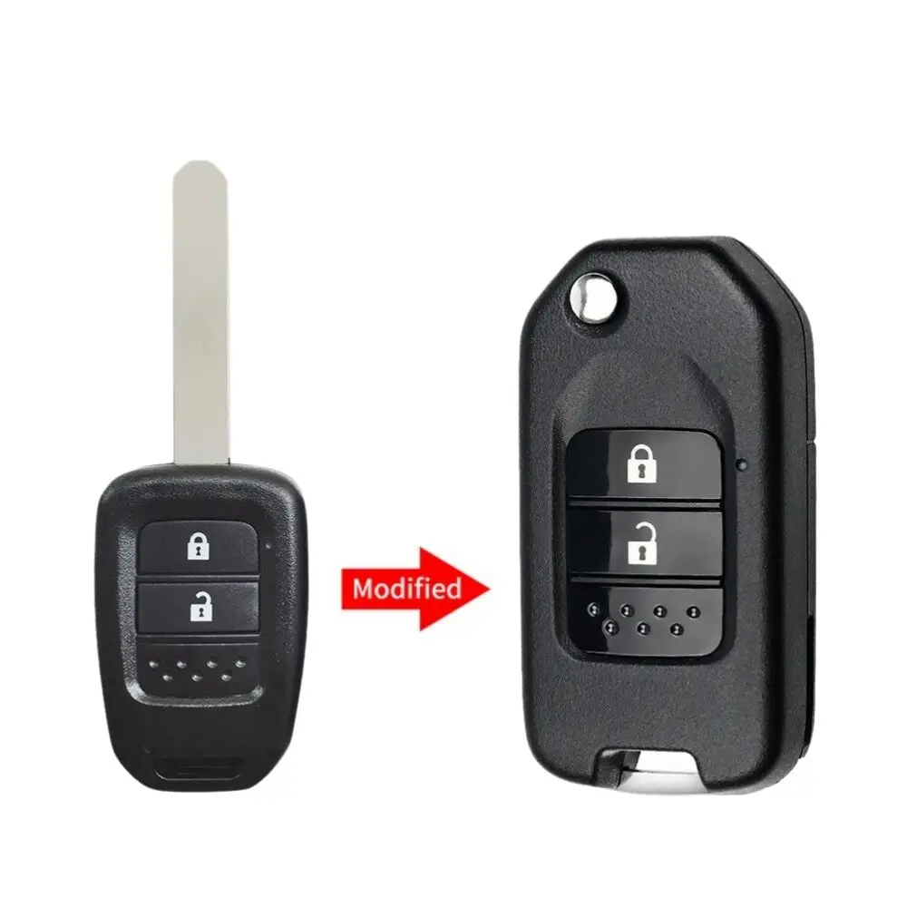 

With key Logo Flip Folding Modified Remote Key Shell 3 Buttons Fob For Honda Fit Marina Wisdom XRV CITY