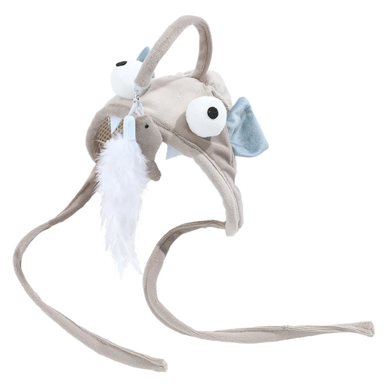 517e Wearable Teaser Wand Toys Self Play Dinosaur Hat Inspire The Kitty 