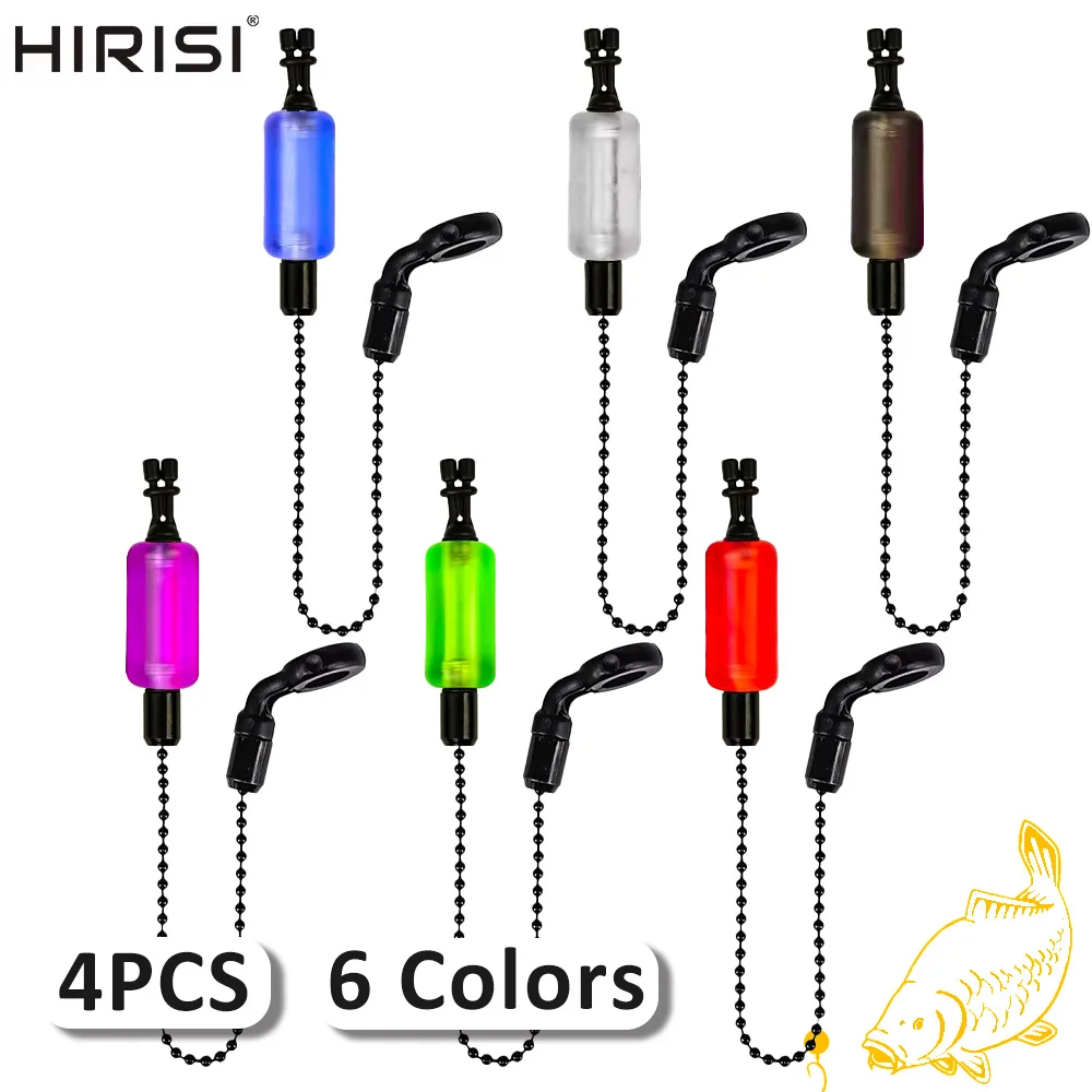 Indicateurs de touche Hirisi 4 pièces - tubes fluorescents amovibles 6 couleurs pour pêche carpe
