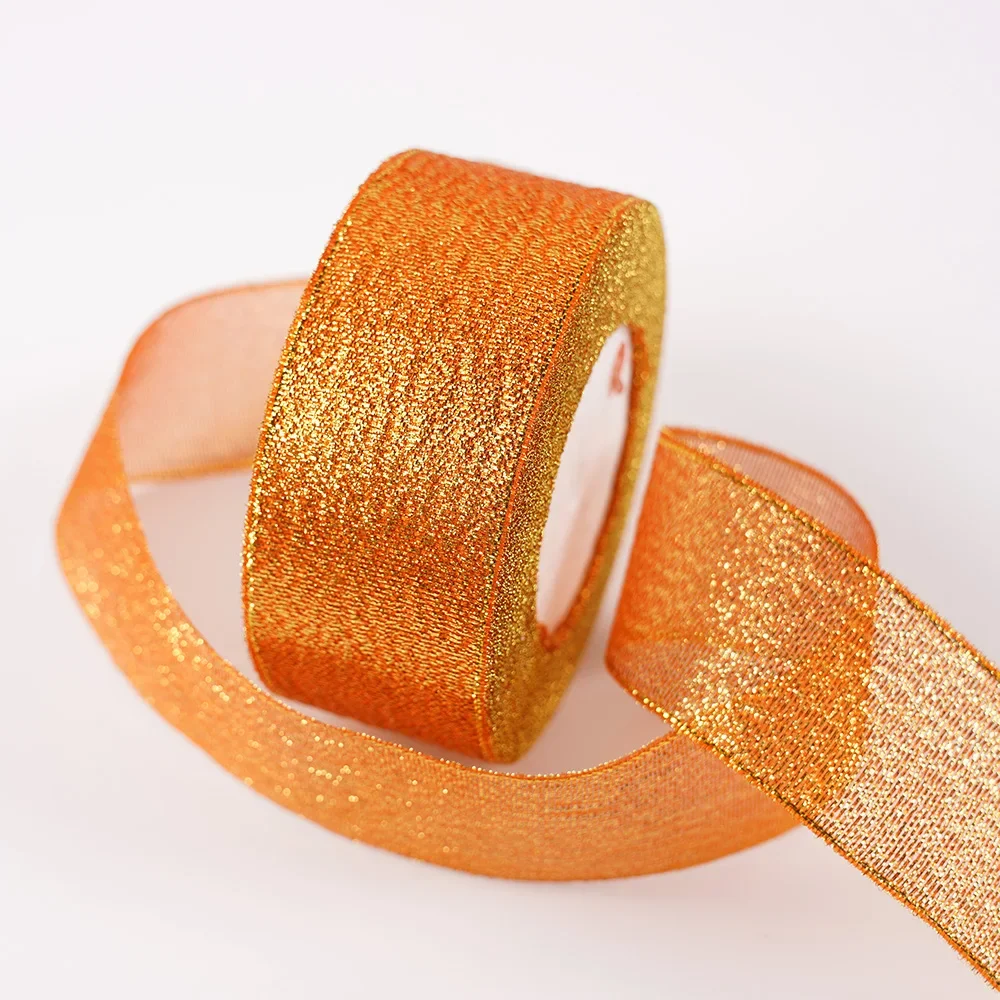 Glitter Organza Ribbon Bow for Decorations and Gift Wrapping, 40mm x 22m