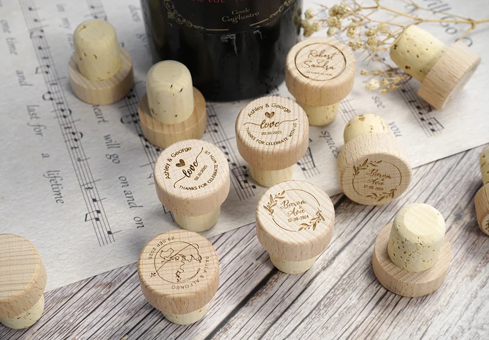 Custom 10/50/100pcs Wine Cork Stoppers Wedding Party Thank You Favors for Guest Engraved Wooden Bottle Cork Stopper 10 S1a083e35eb6c46b68a07df97562d17cba