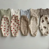 Summer New Baby Pants 2023 Korean Kids Spring Organic Cotton Loose Tiger Bear Floral Print Pants Boys And Girls Lantern Trousers 2