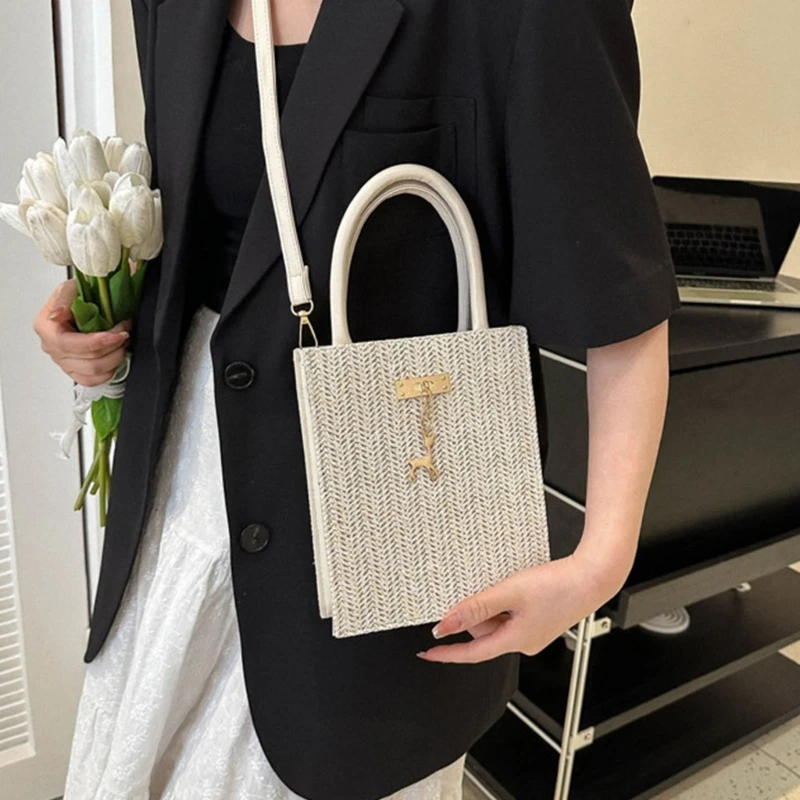 Women Straw Bag Casual Shoulder Bag All-matching Handbag Crossbody Bag