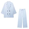 Willshela Women Fashion 2 Piece Set Solid Double Breasted Blazer & Vintage Elastic Waist Trousers Feamle Chic Lady Pants Sets 5