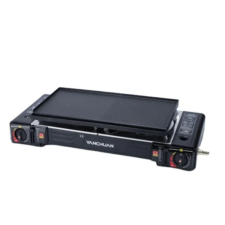 Multifunctional Camping Gas Stove Set Portable Double Burner Gas Cooker With Grill