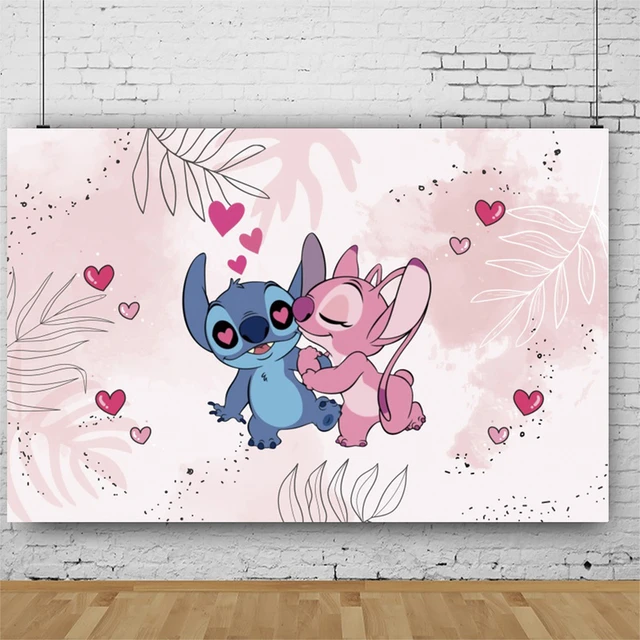 Lilo Stitch Birthday Backdrop  Cute Lilo Stitch Backgrounds - Disney Pink  Theme - Aliexpress