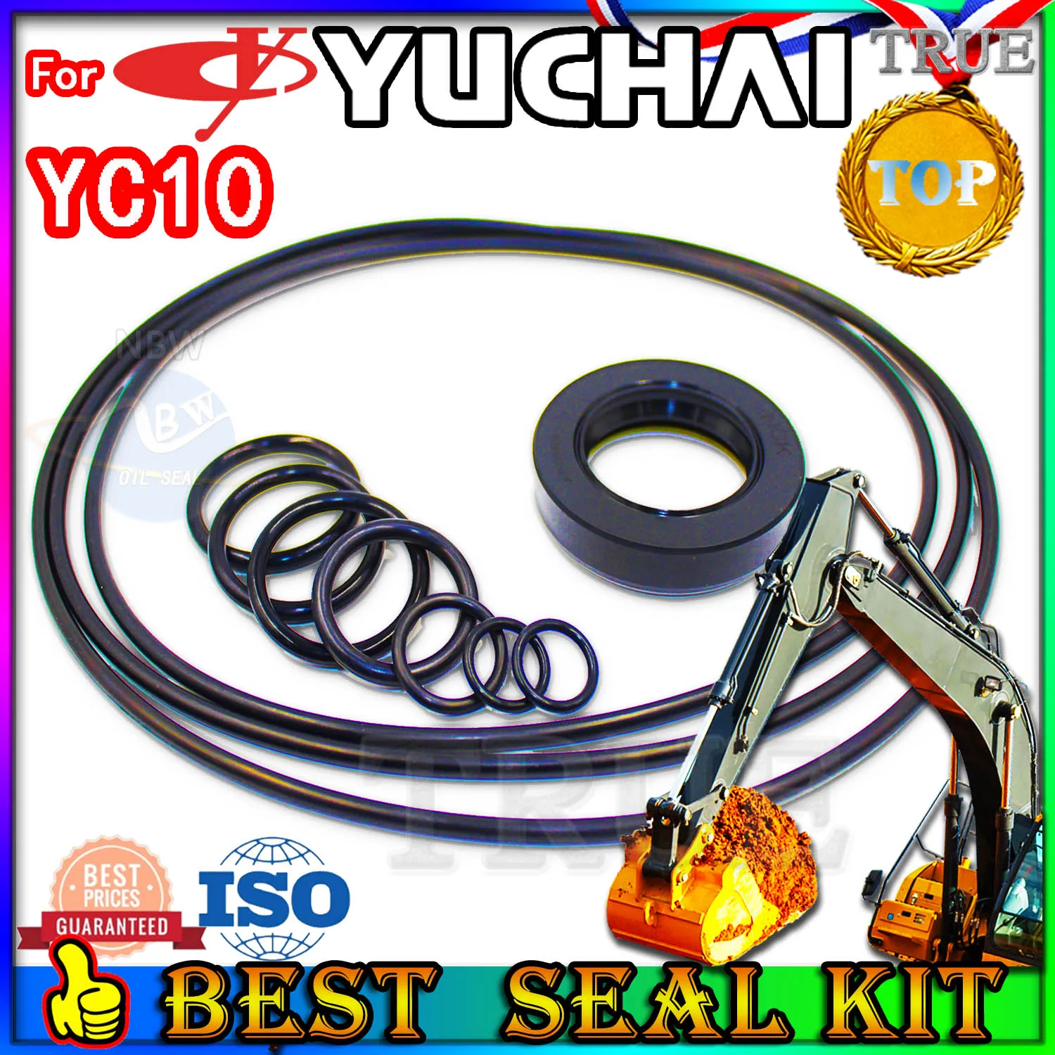 

For Yuchai YC10 Oil Seal Repair Kit Boom Arm Bucket Excavator Hydraulic Cylinder PPC Loader Planetary Axle STICK adjuster type