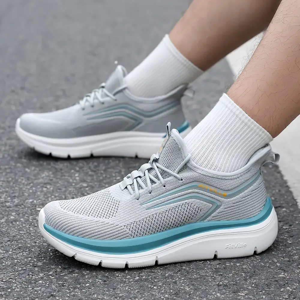 أحذية جري بنعل سميك أحذية رياضية رجالية مبطنة خفيفة الوزن وواسعة مع دعم قوس للأقدام المنتفخة أحذية رياضية خارجية