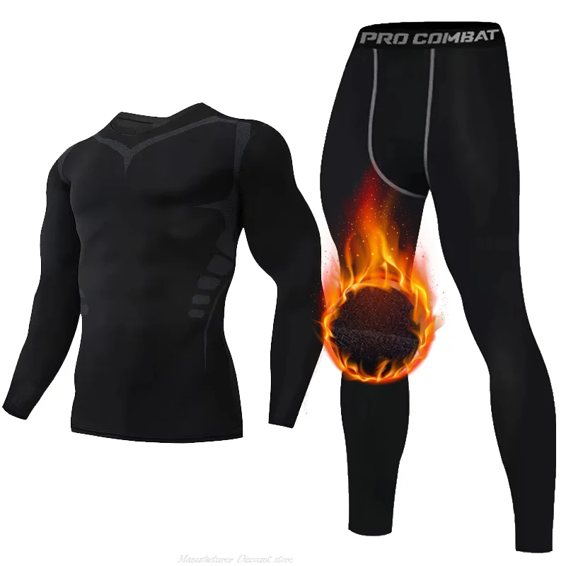Ensemble de sous-vêtements thermiques chauds pour hommes, caleçons longs, collants de compression, survêtement de sport de fitness, sourire, hiver, nouveau, 2 pièces - AliExpress 200574005
