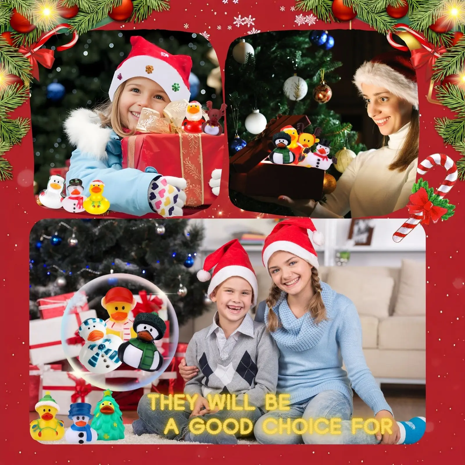 52 Pack Christmas Rubber Ducks Bulk for Kids Funny Rubber Rubber Duckies Christmas Jeep Ducks for Ducking Floater Duck Christmas 4