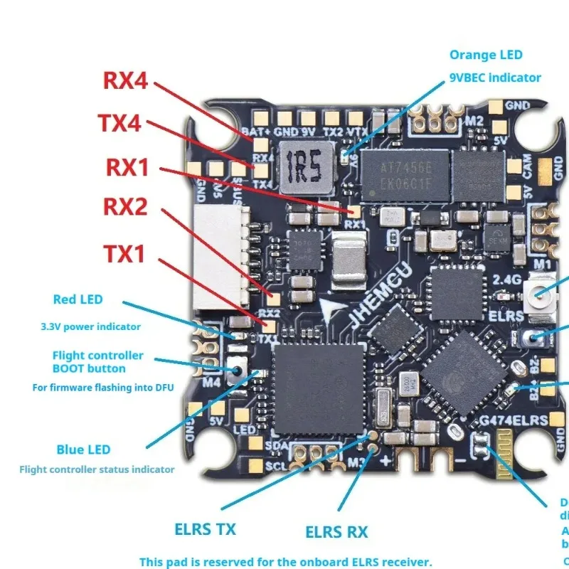 JHEMCU F411ELRS AIO 12A 1-2S Flight Controller ELRS 2.4G