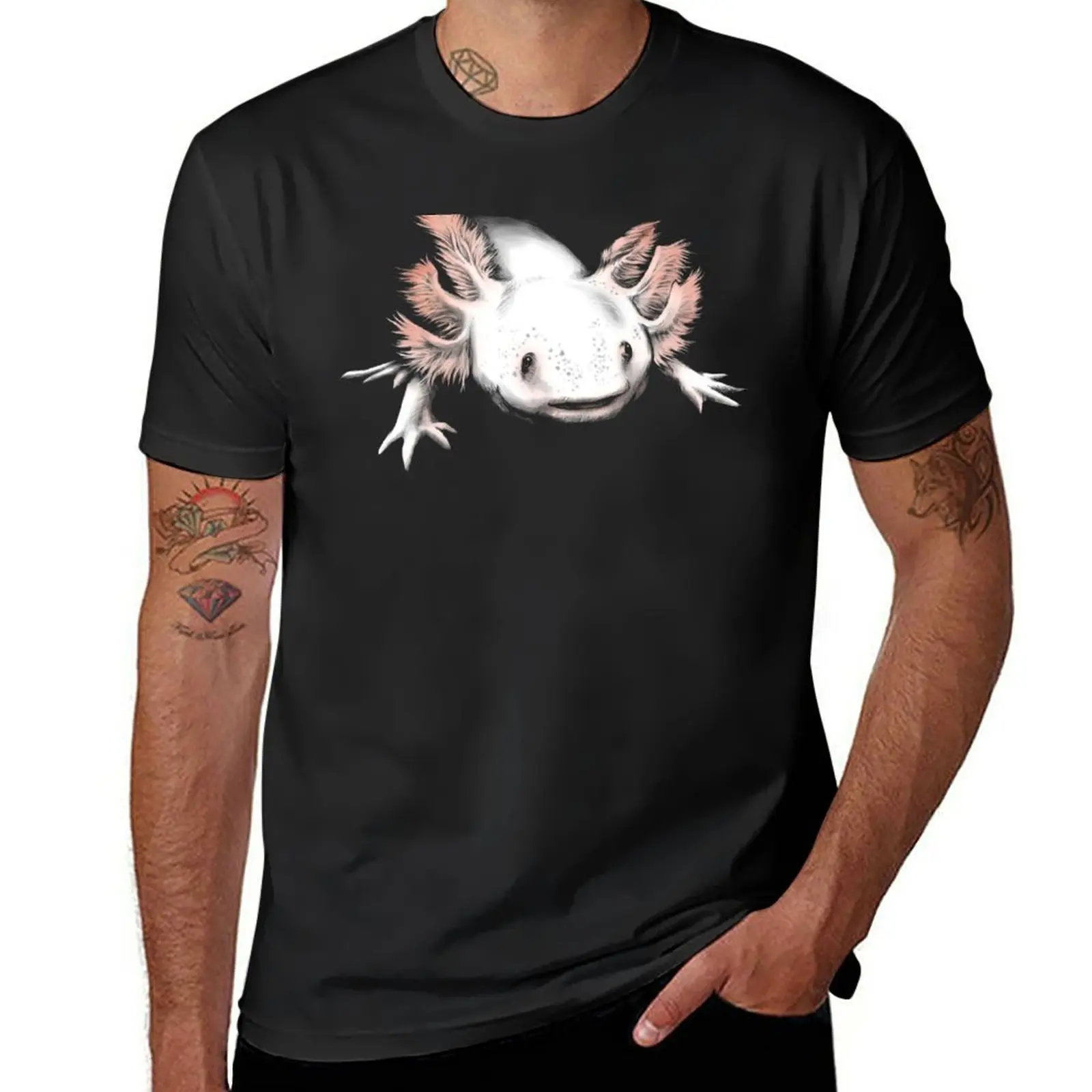

New White Axolotl T-Shirt custom t shirt t-shirts man Men's t-shirts