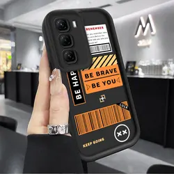 Trendy Label Splicing Soft Silicone Shockproof Phone Case for Infinix Hot60ProPlus (BK - JGK1003)