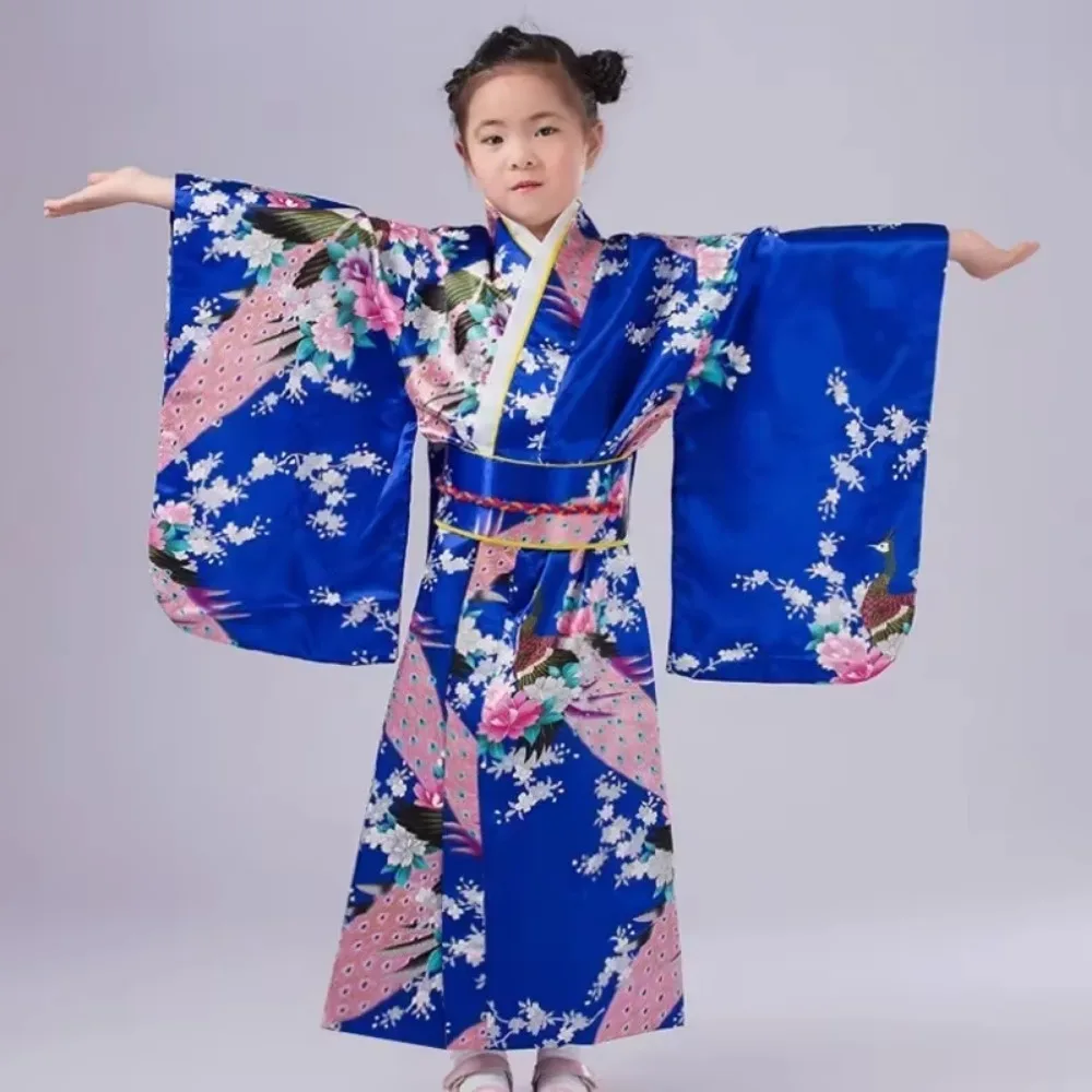 Japanese Kimono Japanese Fashion Children's Japanese Kimono Traditional Dress Printed Yukata Robe Primary School Students Show Photo Dress