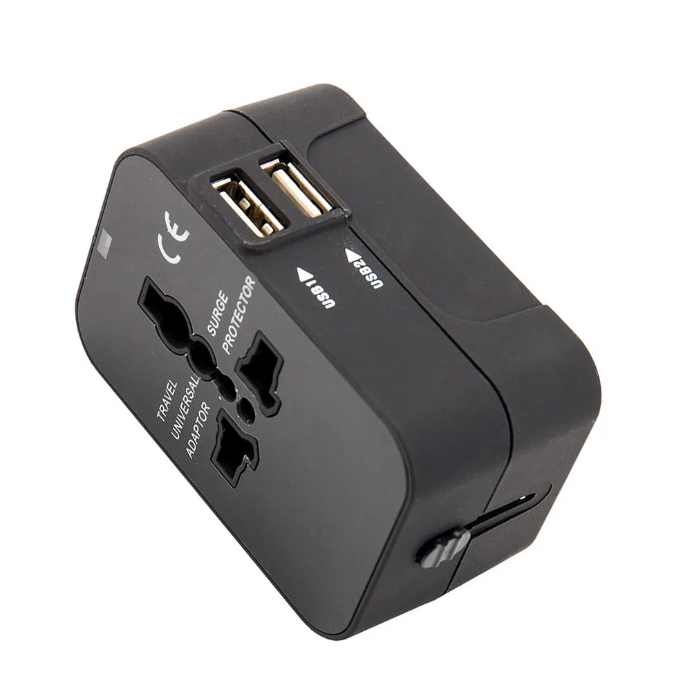 Universal Travel Adapter Multi-pin Plug Dual USB 2 Port Power Outlet Charger Converter EU US UK AU Plug Available