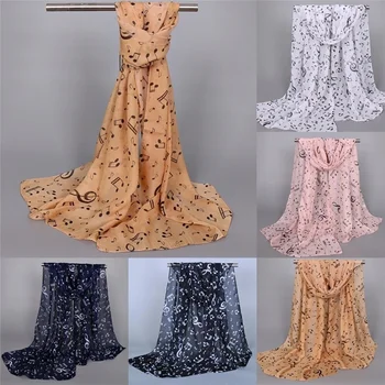 Womens Gifts Scarves Musical Note Print Ladies Soft Chiffon Scarf 2