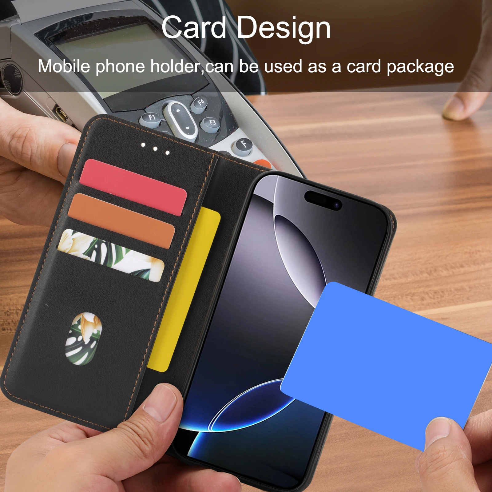 Elegant Faux Leather Flip Wallet Phone Case with Card Slot – Simple & Stylish Protective Cover