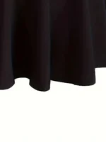 Plus Size 1XL-5XL Women's Fashion Preppy Half Dress Ladies Solid Elastic High Rise Slight Stretch A-line Design Mini Half Dress - Image 5