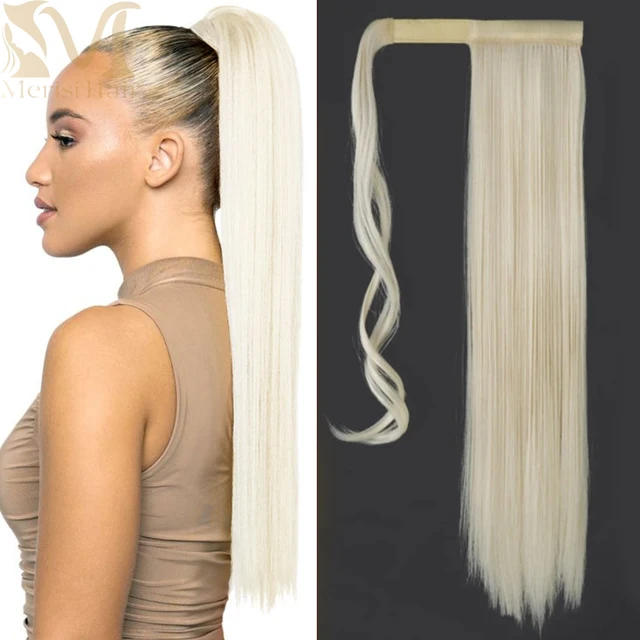 MERISIHAIR Synthetic Long Straight Wrap Around Clip In Ponytail Hair Extension Heat Reistan Pony Tail Fake Hair 66-60