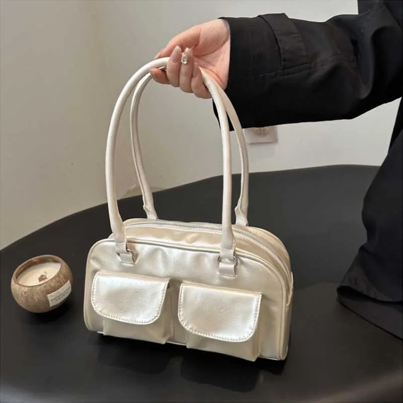 Retro Personality Commuter Double Ket Handbag Fashionable Underarm Single Shoulder Bag Small Design Autumn New Style bolsas