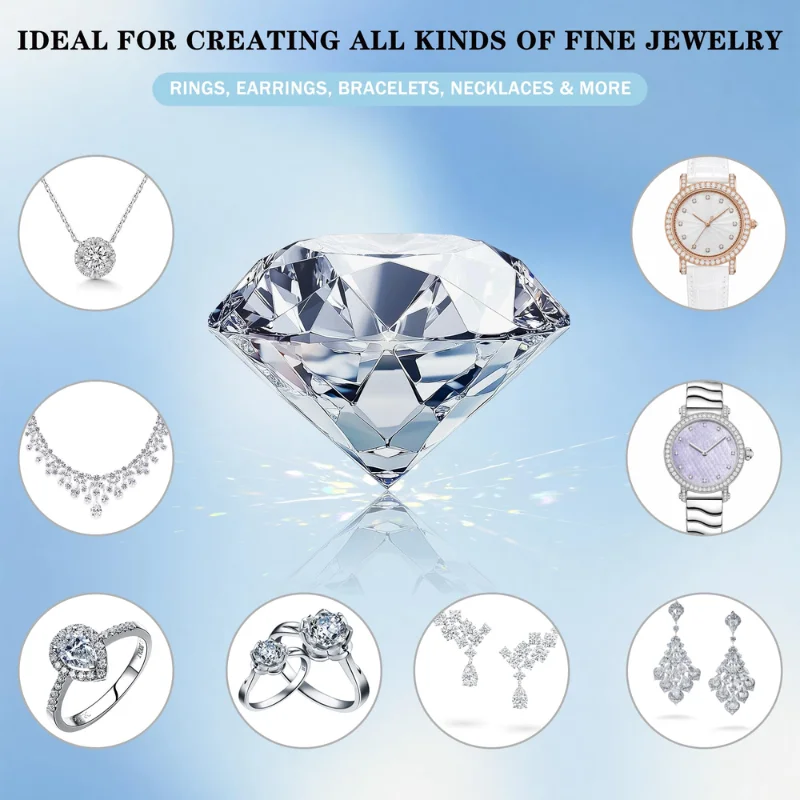 100% Real Moissanite Loose Stone Small Size 0.8mm~3.0mm 1.0 ct Excellent Cut Gemstone Round D Color VVS1 Lab Created Diamond Pass Diamond Tester for Jewelry Making