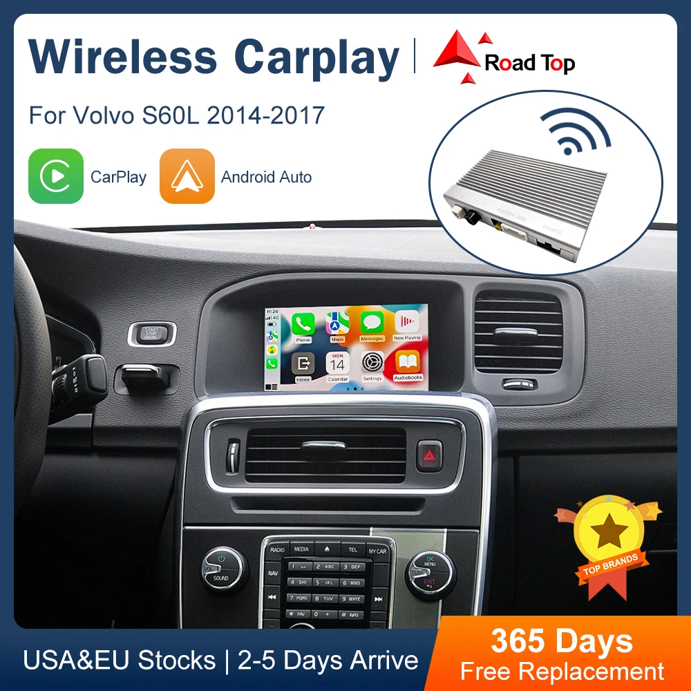 robot Wow Grav Wireless CarPlay for Volvo S60L 7" 2014-2019 Android Auto Accessories  Mirror Link AirPlay Car Play Function