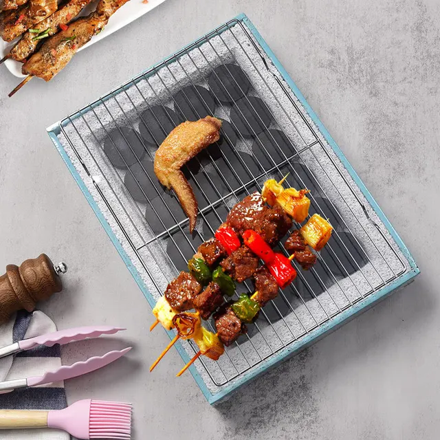 Fém Vas Szőnyeg Háló Hálózat Alak Négyzet Alakú Grill Grillezés Huzalháló Kültéri Főzési Kiegészítők - Image 2
