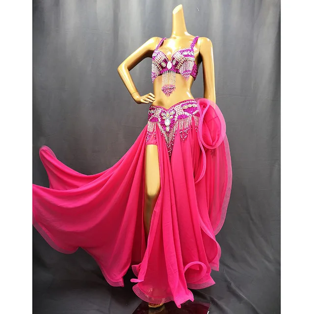 

Bollywood Show girl belly dance bra belt skirt Sexy women stage belly dance suit bellydance Carnival costume Performance Outfit