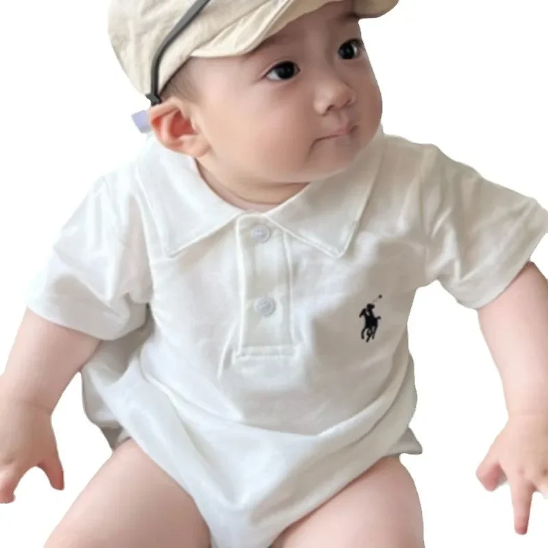Baby One Month Old Clothes Summer Romper Short Sleeve Boys Birthday Korean Style Polo Cotton Crawler Suit from Mainland China