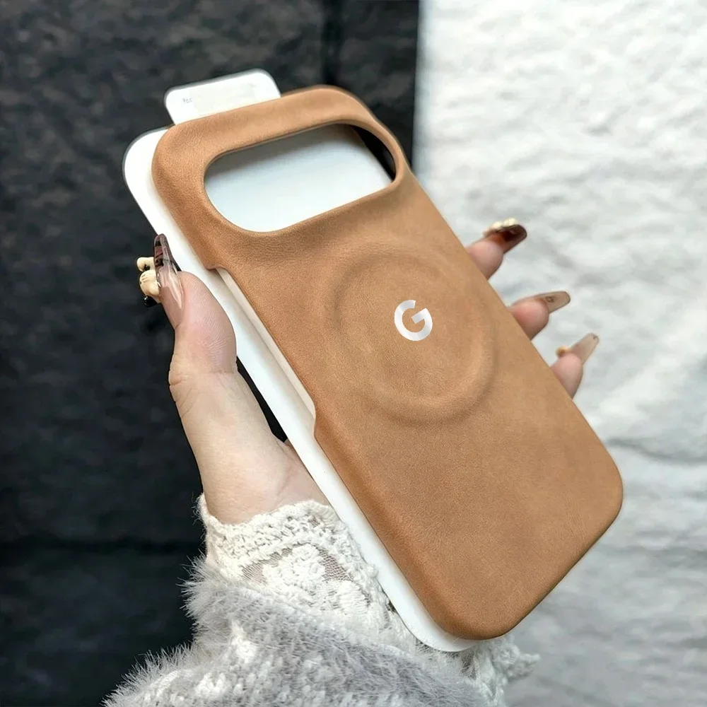 Premium Suede Magnetic Leather Case - Retro Matte Shockproof Design, Compatible with MagSafe Charger