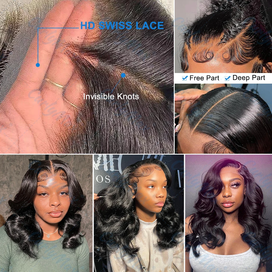 Brazilian Short Bob 13x6 HD Transparent Lace Front Body Wave 13x4 Lace Frontal Human Hair Wavys 5x5 Closure Wig For Women
