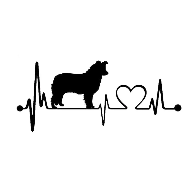 

M379# Car Sticker Border Collie Dog Heartbeat Waterproof Vinyl Decal Car Accessories Pegatinas Para Coche DIY Car Styling