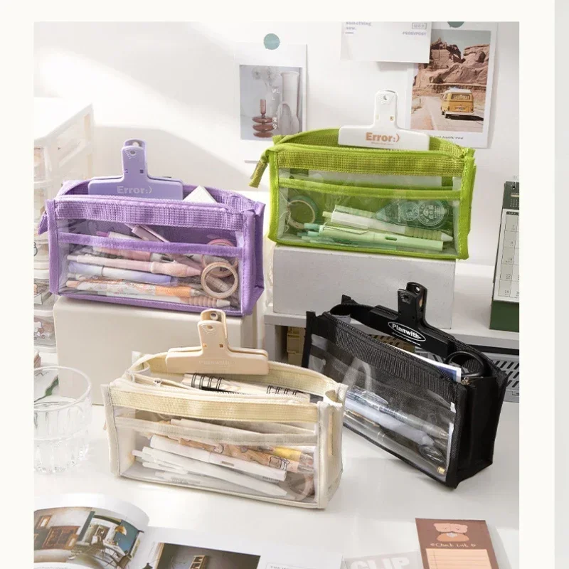 Six-Layer Transparent Storage Bag – Large-Capacity Minimalist Japanese-Style Pencil Case and Makeup Organizer with High Aesthetic Appeal Bags & Storage Items Beach bags