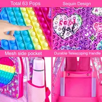 Rolling Backpack for Girls and Boys,Kids Unicorn Dinosaur Bookbag with Roller Wheels, Suitcase School Bag Set 4