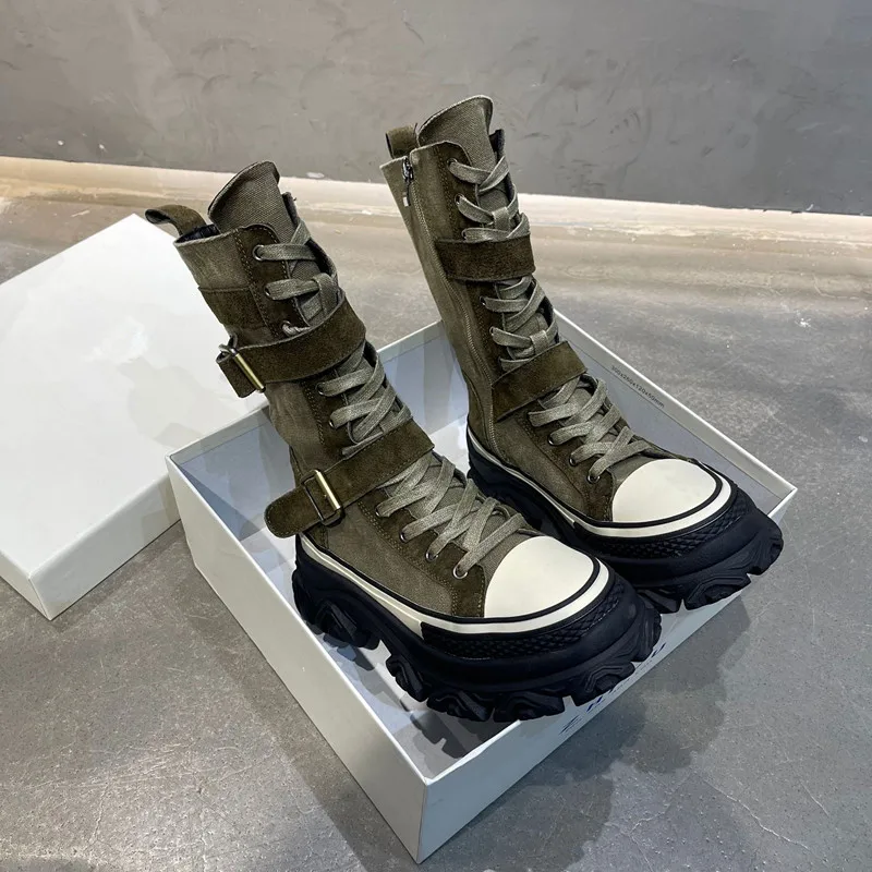 

Новые осенние женские ботинки на толстой подошве, женские короткие ботинки из нубука, Нескользящие кроссовки, женские ботинки, мотоциклетные ботинки, 2023
