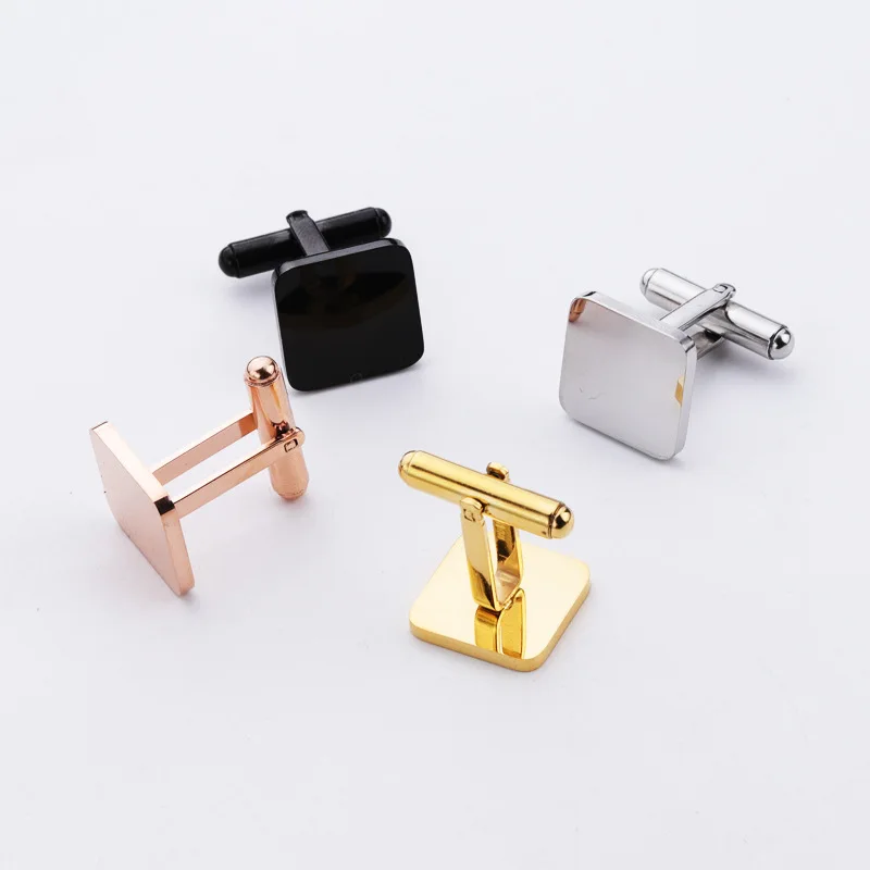 

10Pcs/Lot High Quality 15mm Square Cufflinks Stainless Steel Mirror Polish Blank Cufflink For DIY Jewelry Making Accessories