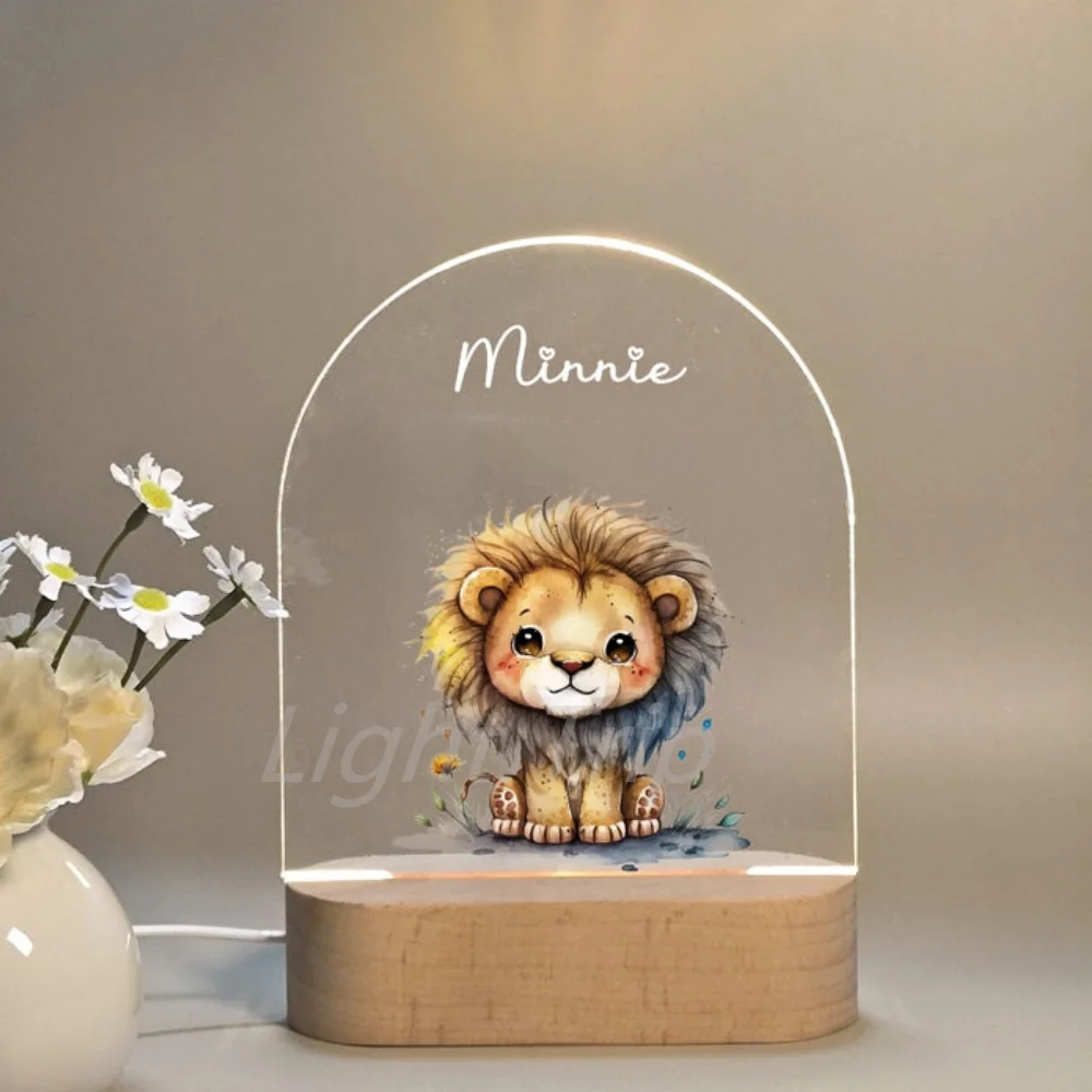 Personalized Children Animal Lamp Custom First Name 3D Night Light For Baby Kids Bedroom Home Decoration Birthday Christmas Gift
