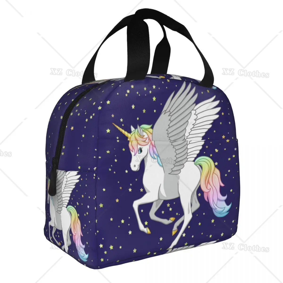 

Rainbow Unicorn Flying Horse Portable Lunch Box Leak-proof Thermal Cooler Insulated Lunch Bag for Women Kid School Picnic Trip