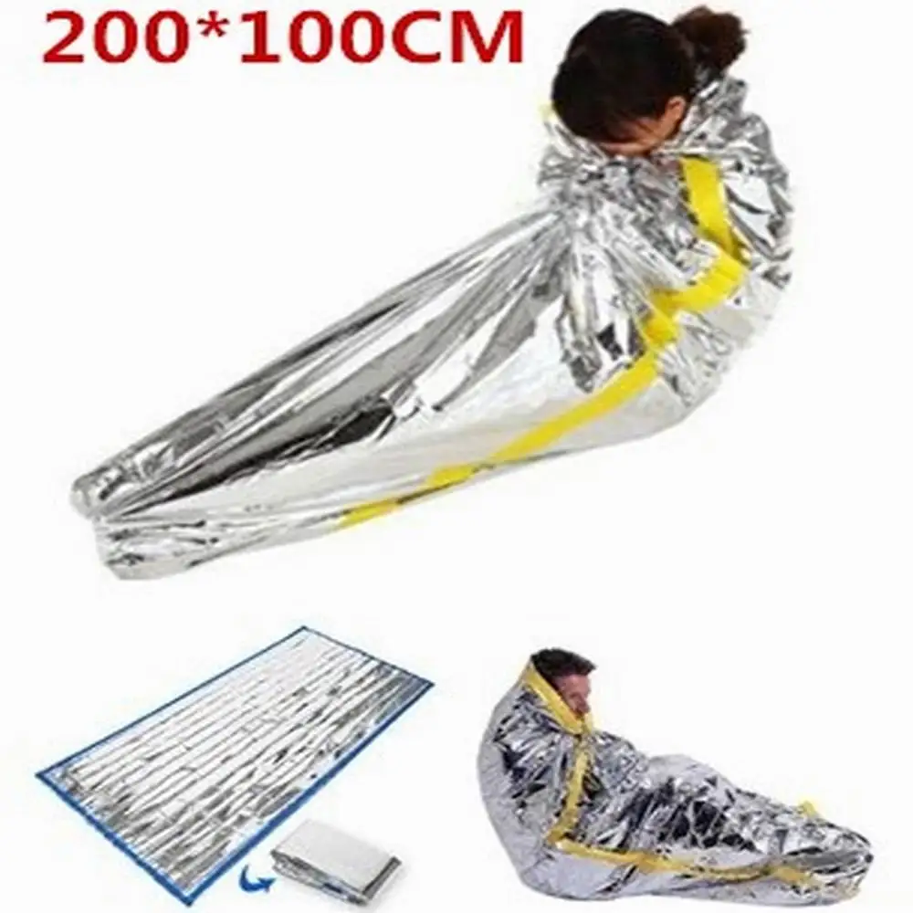 

Outdoor Life Emergency Sleeping Bag Thermal Keep Warm Waterproof Mylar First Aid Emergency Blanke Camping Survival Gear