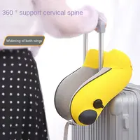 New U-shaped Travel Neck Pillow Elastic Fabric Foldable Inflatable Pillow Press Type Neck Support Cushion Airplane Pillow 2